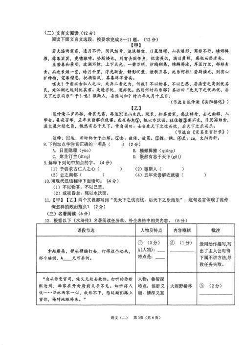 2023年海南省?？谑械谑闹袑W集團初中學業水平模擬考試 二 語文試題 圖片版無答案